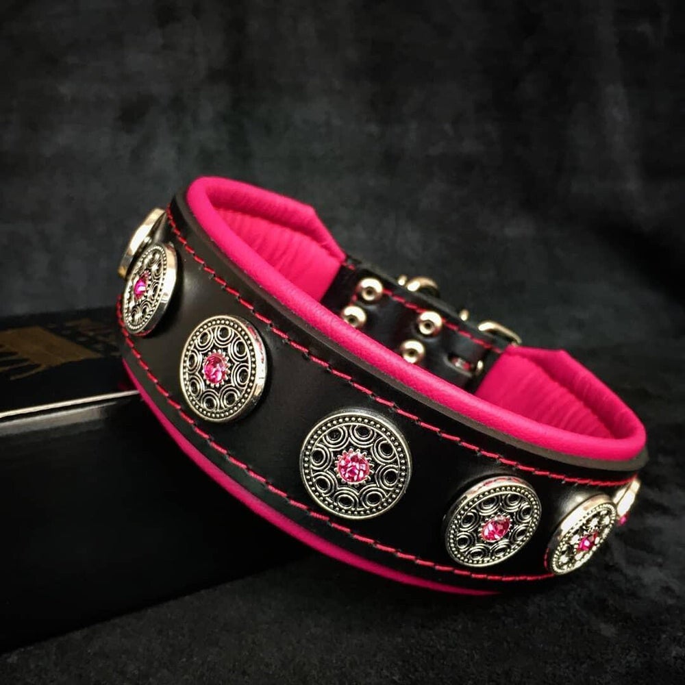 "Bijou" Halsband in schwarz/pink