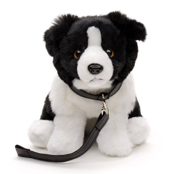 Border Collie mit Leine | 24 cm = 9,5" (Höhe)