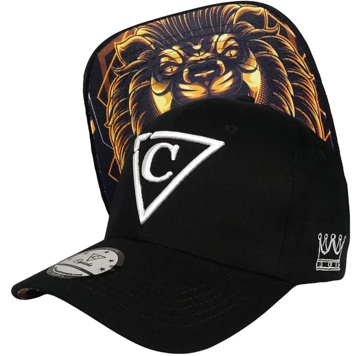 Capiche Curved: Mighty Lion Baseball Cap -Black