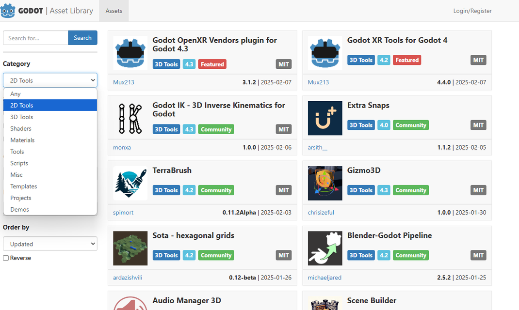 a Library of Digital tools to download for the Godot programme