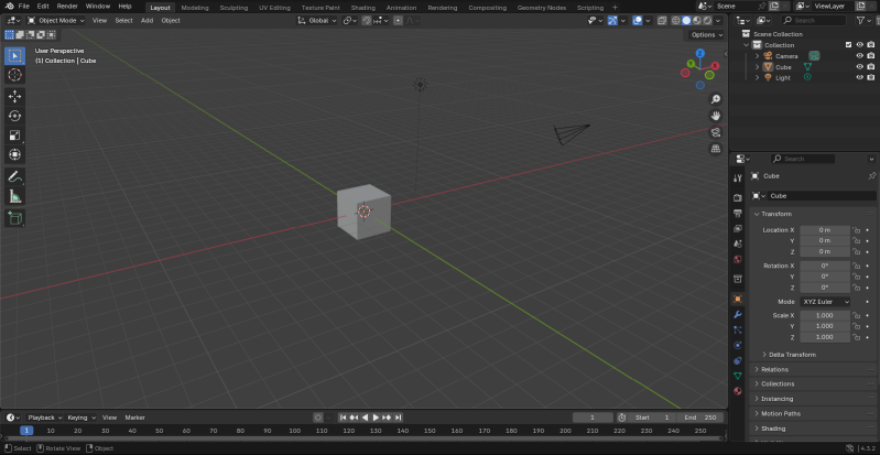 Image using Blender programme with a Grey Cube