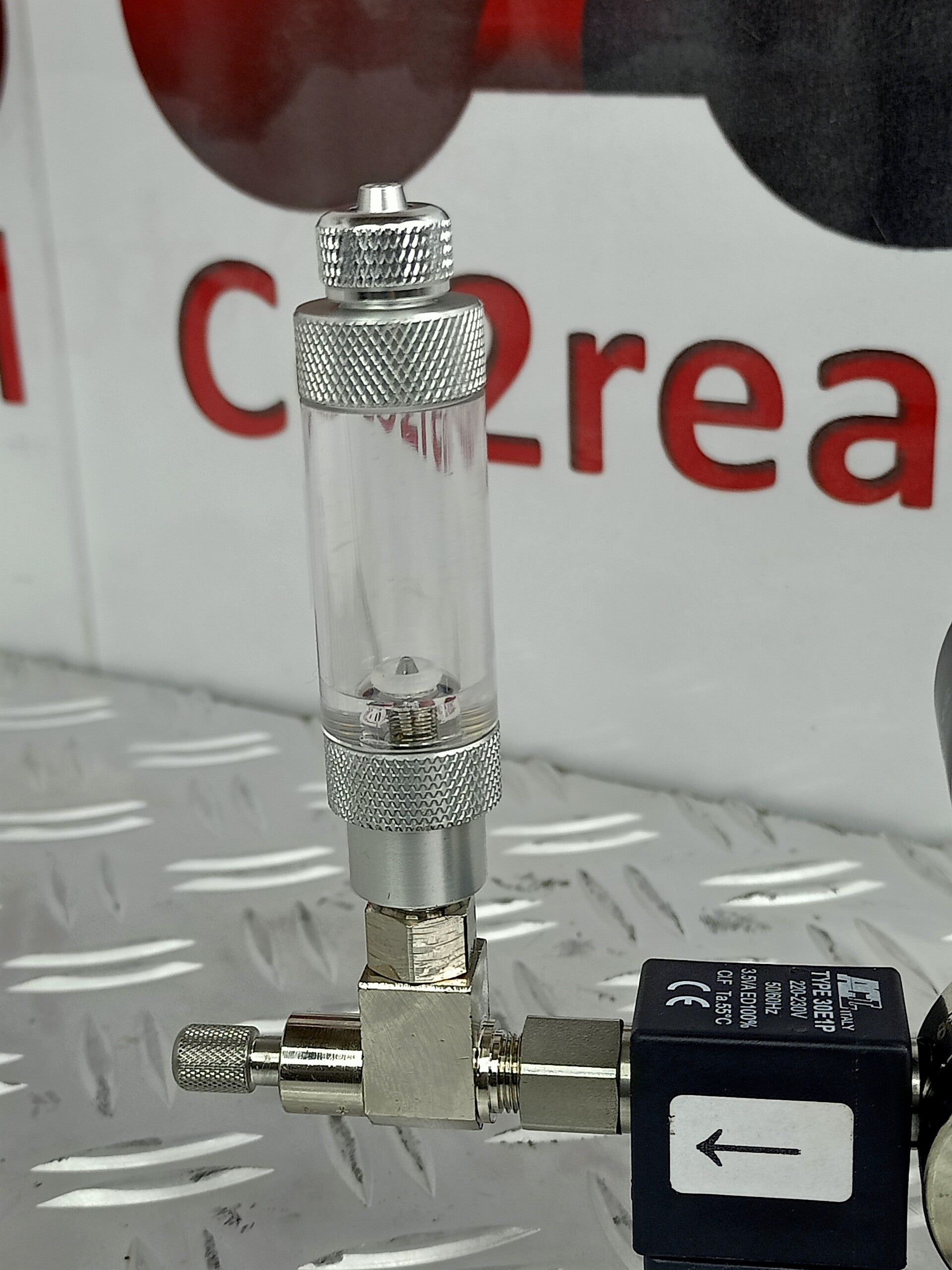 Bellenteller terugslagklep alu met 4/6mm x 1/8" bi.draad aansluiting.