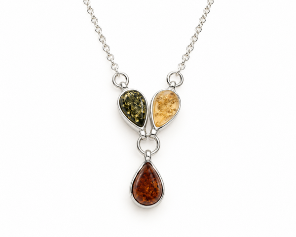 Halsband Med Amber/Bärnsten 925 Silver