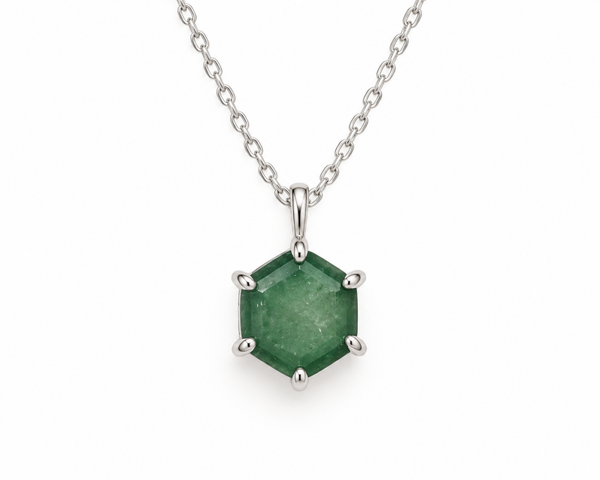 Halsband med grön Aventurin 925 silver
