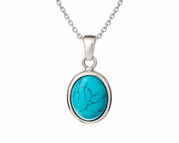 Halsband med oval turkos 925 Silver