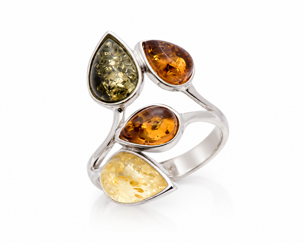 Ring med bärnsten 925 silver