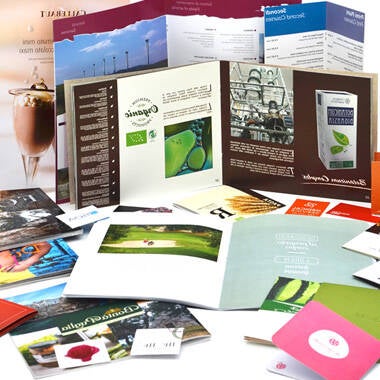 biglietti da visita, volantini, block notes, brochure, pieghevoli