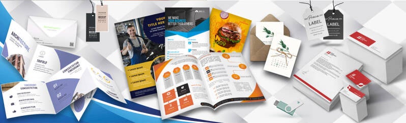 biglietti da visita, volantini, block notes, brochure, pieghevoli