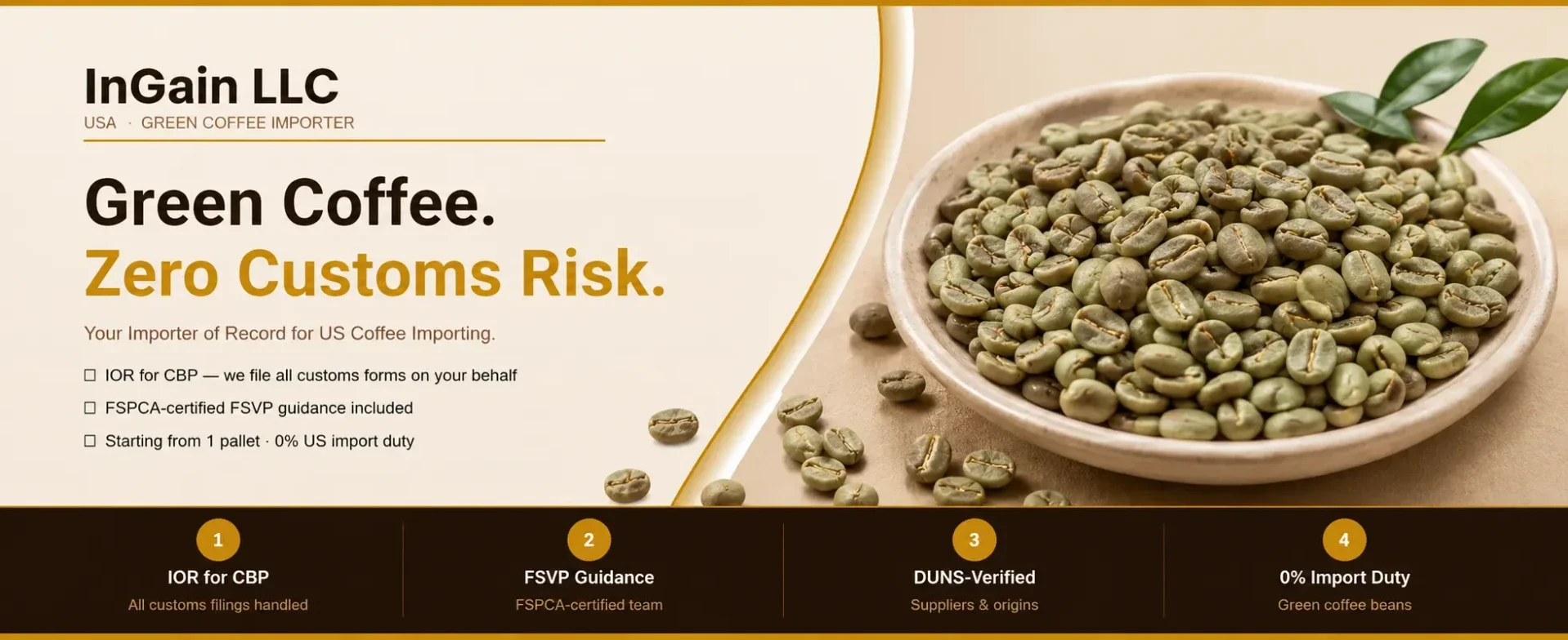 InGain LLC green coffee importer — IOR FSVP