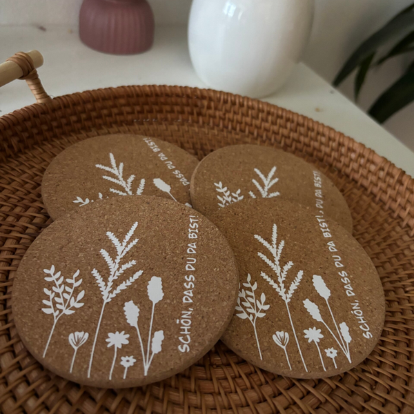 Korkuntersetzer "Schön, dass du da bist!"