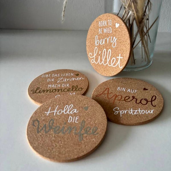 Korkuntersetzer "Sommerdrinks" - metallic