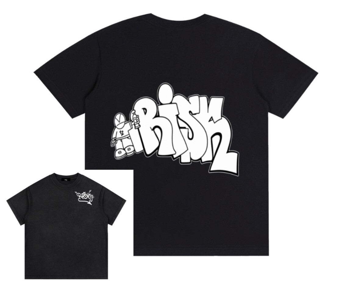 Risk 12 black and white graffiti tee