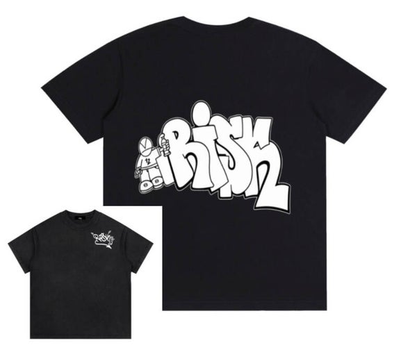 Risk 12 black and white graffiti tee
