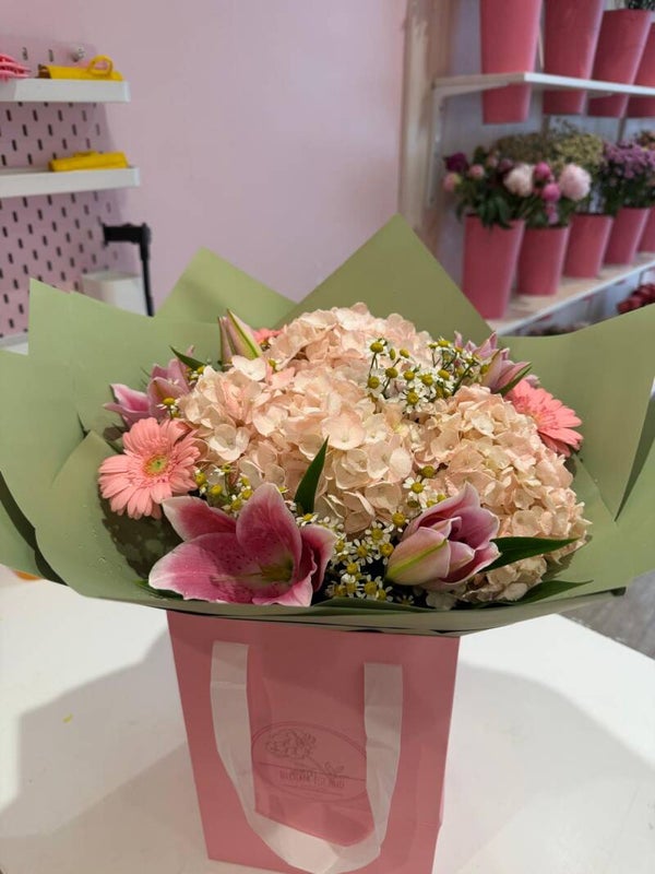 Lilies and hydrangeas