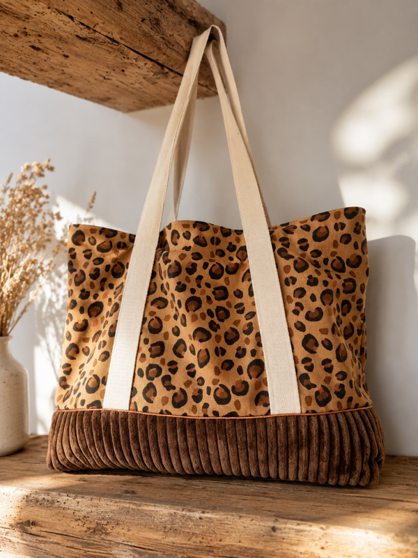 Cabas Savannah – sac léopard fait main