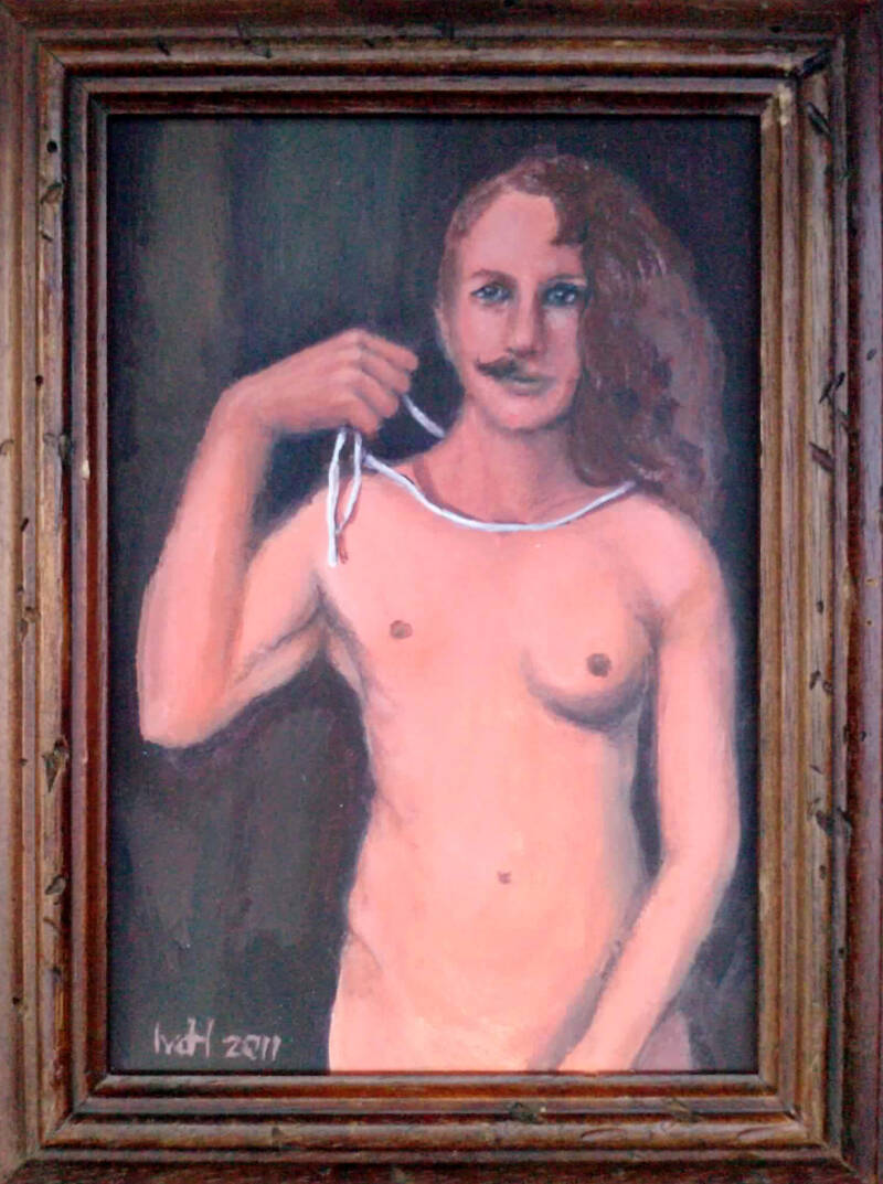 Mr. Mrs, acrylic paint on cartboard, 15x19 cm incl. frame, 2011. €250