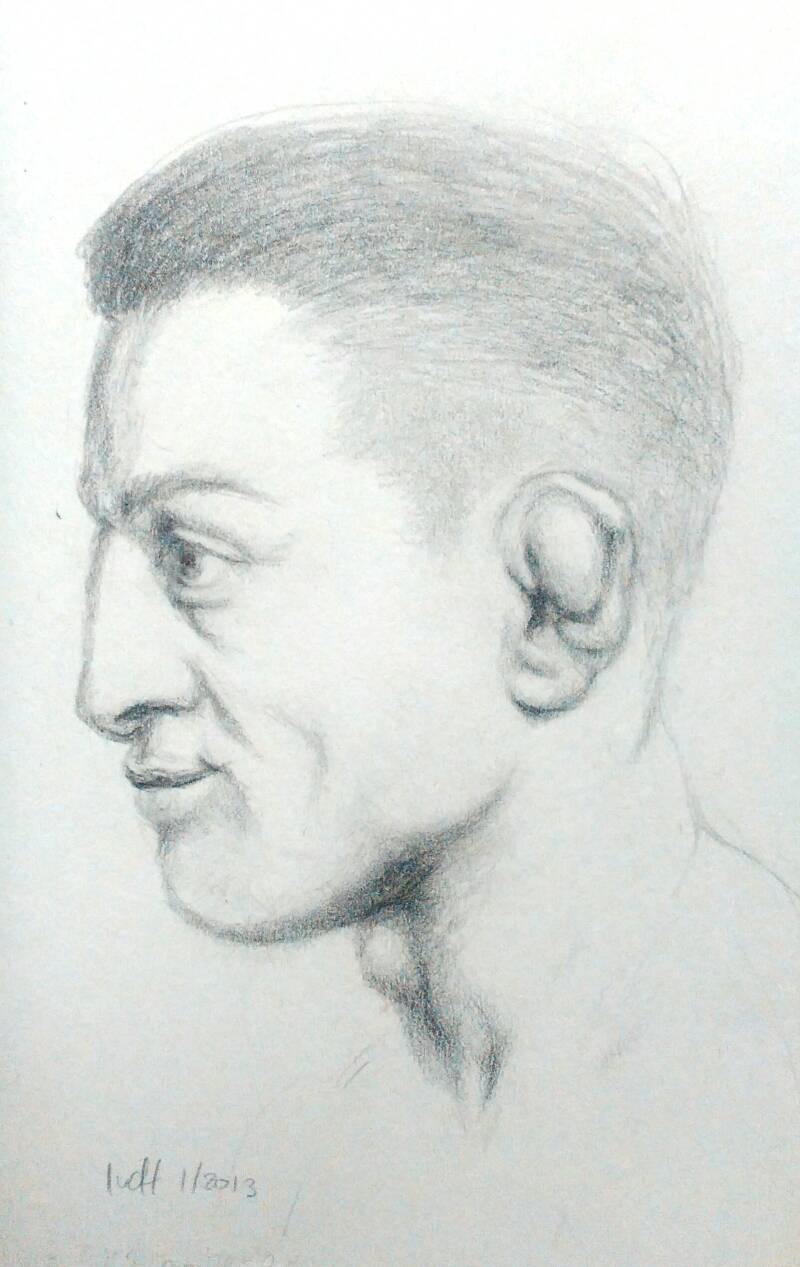 Bloemkooloor /Cauliflower ear. Pencil on paper, 10x15 cm incl. frame, 2013.  €145 