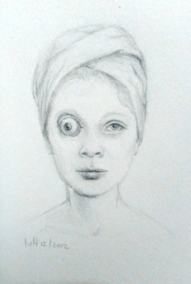 Pop eye. Pencil on paper, 10x15 cm incl. frame, 2012.  €145