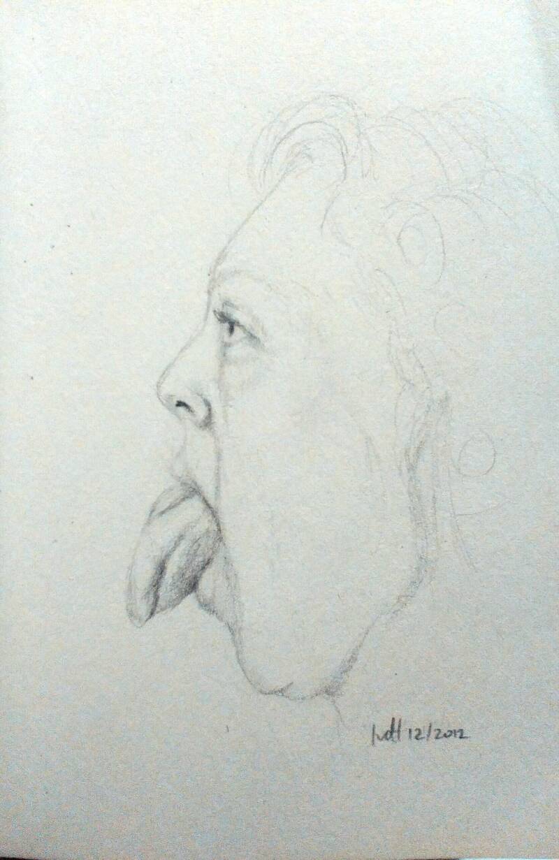 Tong / Tongue. Pencil on paper, 10x15 cm incl. frame.  €145