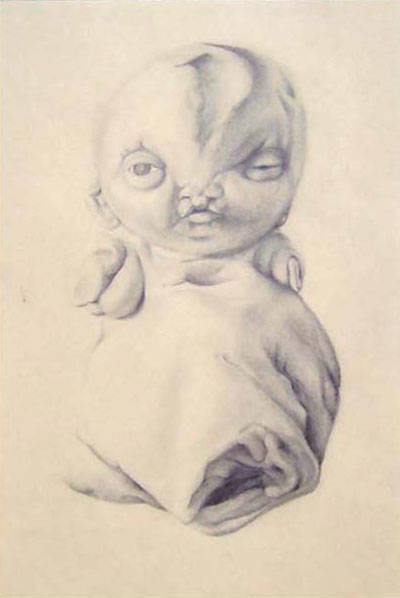 Malformation 1. Pencil on paper, 20x30 cm, 2001. (Privé bezit)