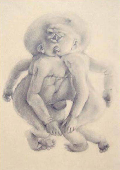 Malformation 2. Pencil on paper, 20x30 cm, 2001. (Privé bezit)