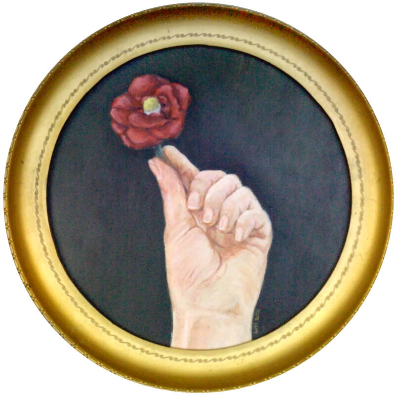 Hand Camellia,  23 cm incl. lijst, 2011. € 300