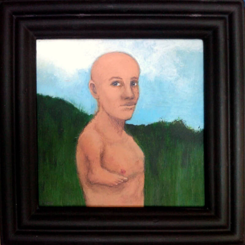 Voetman / Footman. Acrylic paint on cardboard, 16x16 cm. incl. frame.  € 250