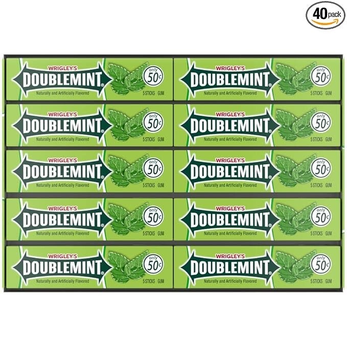 DOUBLEMINT WRIGLEY'S DOUBLEMINT Chewing Gum Bulk Pack, 5 Stick (Pack of 40)