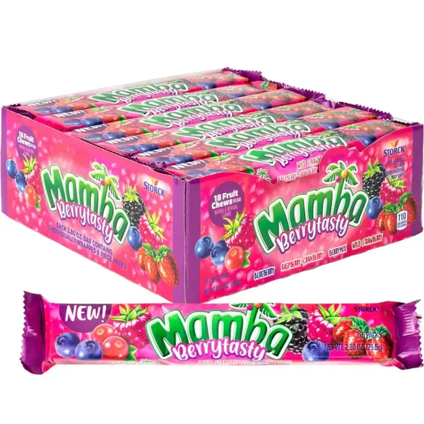 Mamba Berrytasty Chews Candy, 18 Pieces (Pack of 24)