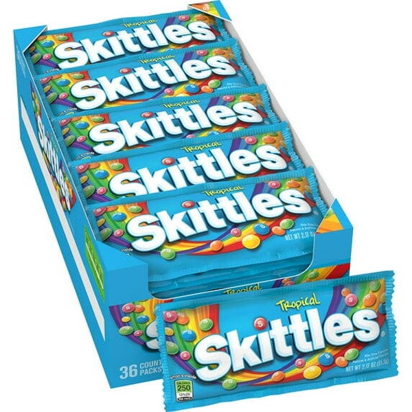 SKITTLES Tropical Fruity Candy, 2.17 Ounce, 36 Single Packs