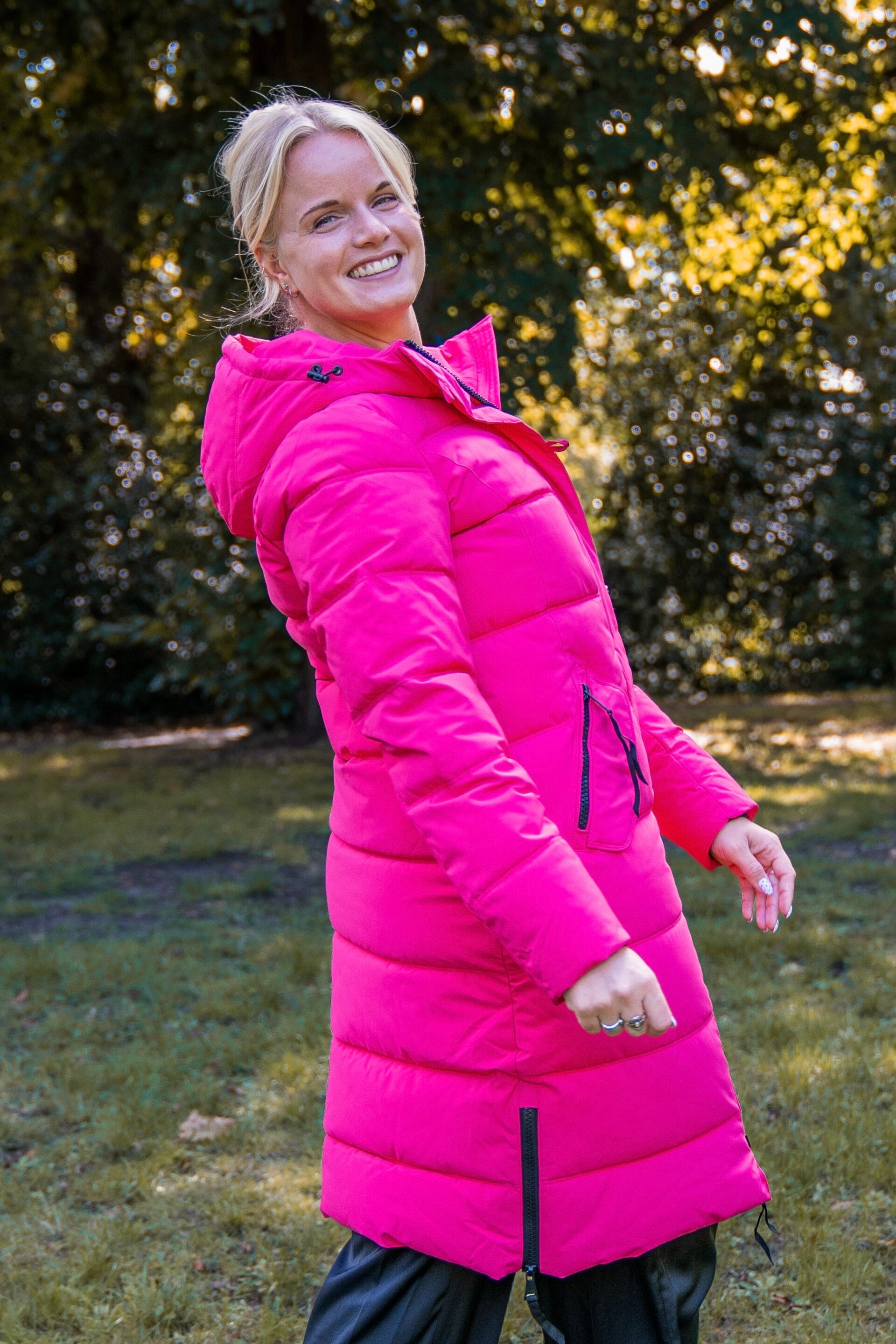 Lange winterjas - Fuchsia