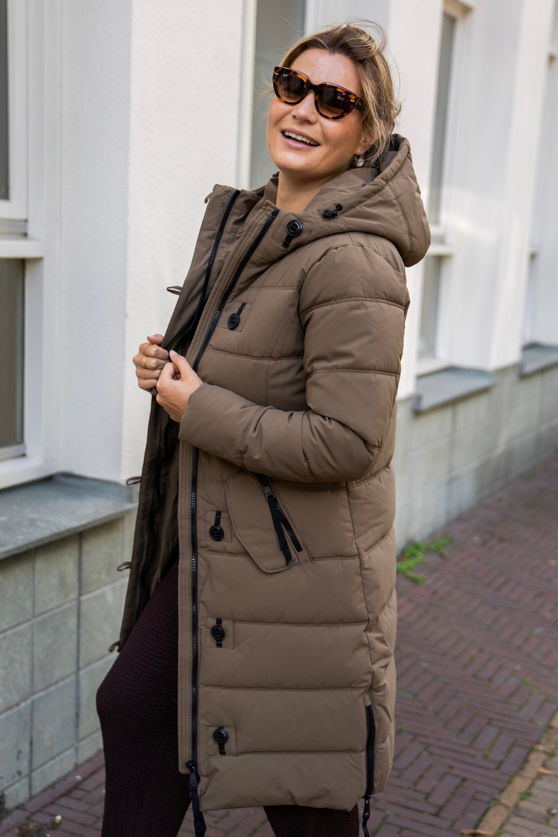 Lange winterjas - Taupe