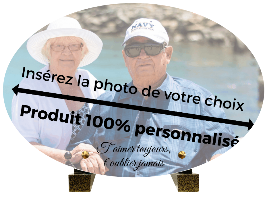 PLO 7 - Plaque plexi ovale 15x10 avec pieds 100 % personnalisée