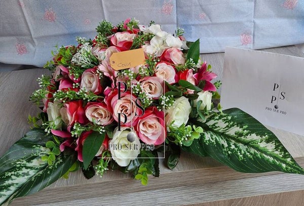 Coussin dôme 30 cm tons roses - COU1