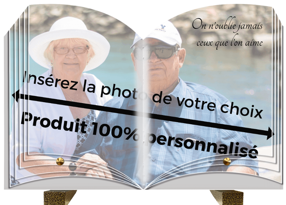 PLL 8 - Plaque plexi livre 22,5x15 avec pieds et photo 100% personnalisée