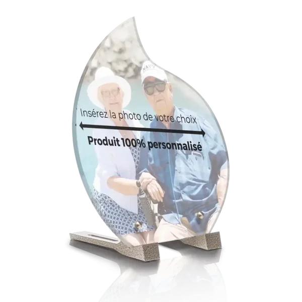 PLG16 - Plaque goutte 20.8x25 avec pied 100 % personnalisable