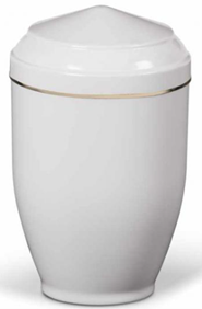 Urne métal blanche lisière or pointue 4 L 26.5x16 - U22