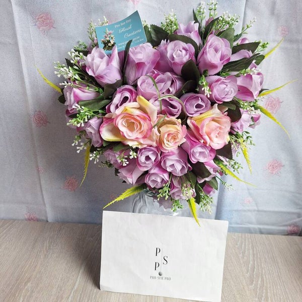 Cœur 25cm mauve et rose