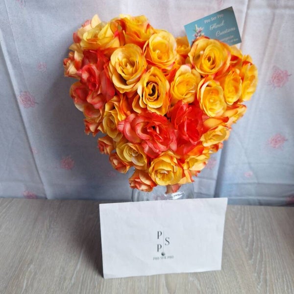 Cœur 25 cm jaune et orange