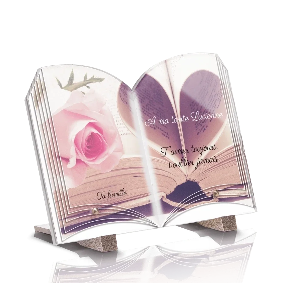 PLL 3 - Plaque plexi livre 30x20 avec pieds sans photo, image au choix.