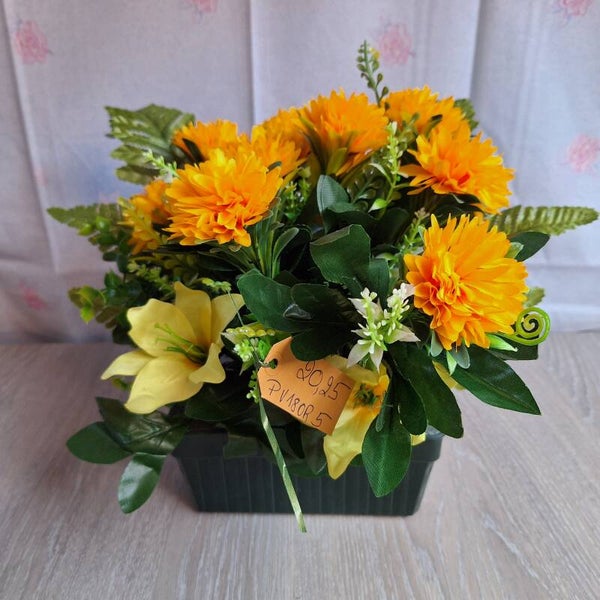 Vasque 18 cm lestée pompons oranges lys jaune - PV18OR5 2025