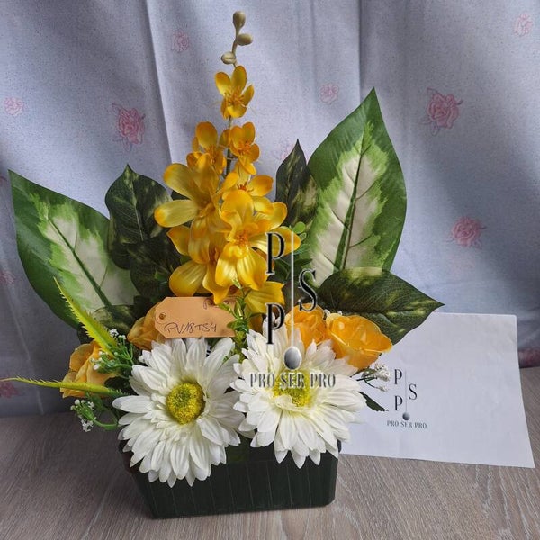 Vasque 18 gerbera blanc jaune