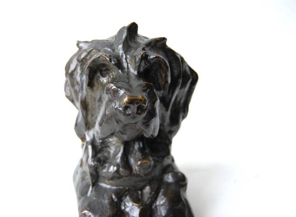 Susse Freres Editeurs Paris - Maximilien Fiot - sculpture, rare Art deco bronze dog bust / Griffon Bleu