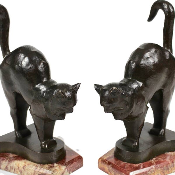 C. Charles - Art Deco bronze cats