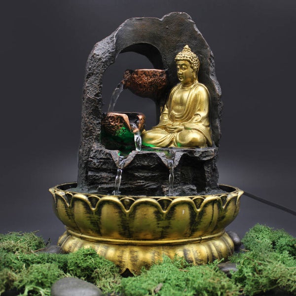 Waterornament | Gouden Mediterende Buddha