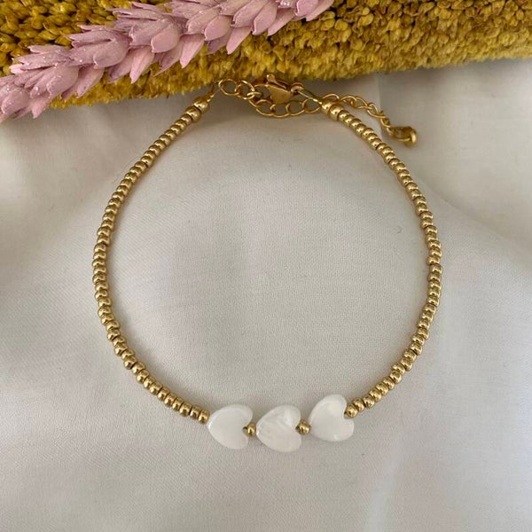 Armband Lazise witte hartjes