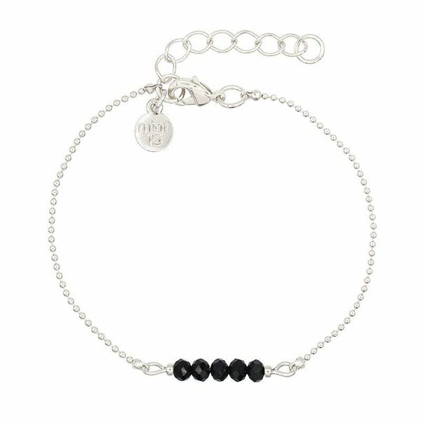 Armband little sparkles zwart (kleur zilver)