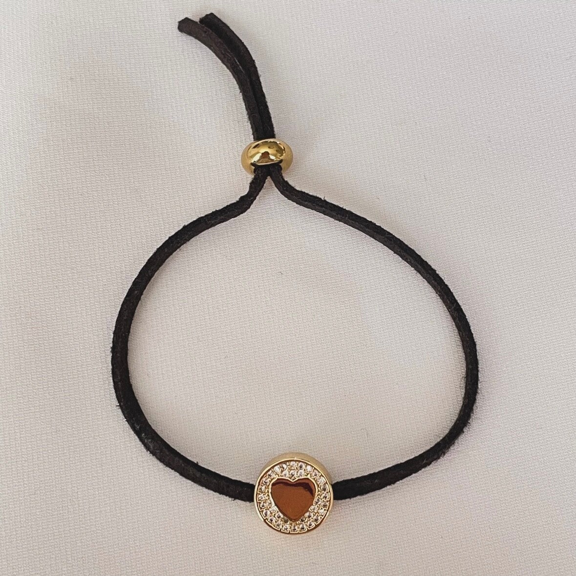 Armband chocolat suede hart