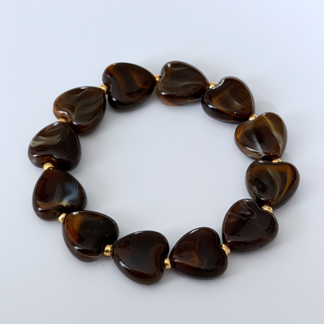 Armband neutral bruin hart