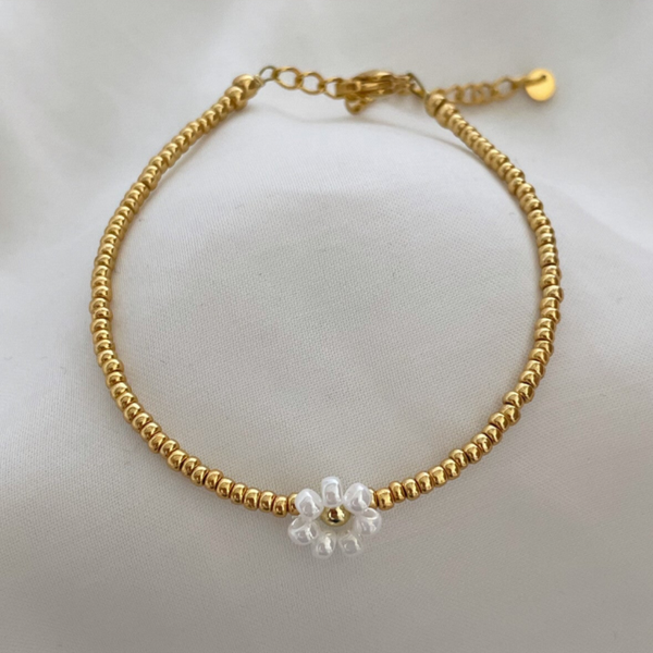 Armband lente bloem wit